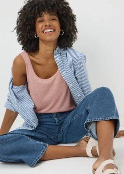 Pink Linen Blend Vest