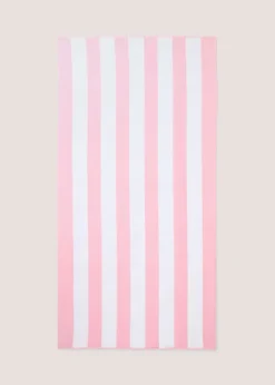 Pink Microfibre Stripe Beach Towel