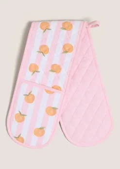 Pink Peach Printed Oven Gloves