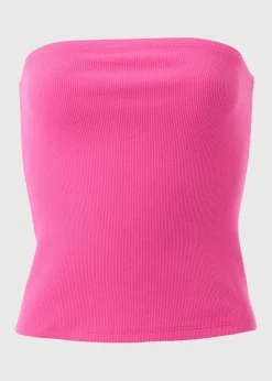 Pink Ribbed Bandeau Top