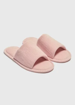 Pink Ribbed Slider Slippers