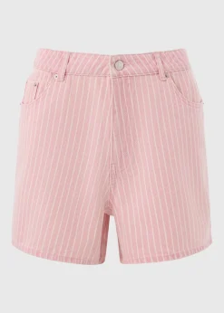 Pink Stripe High Waist Shorts