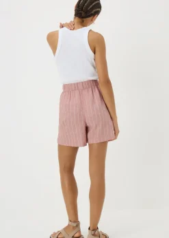 Pink Stripe Linen Blend Shorts