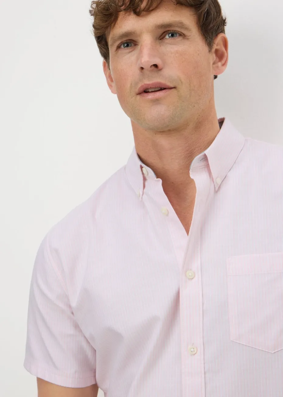 Pink Stripe Short Sleeve Oxford Shirt