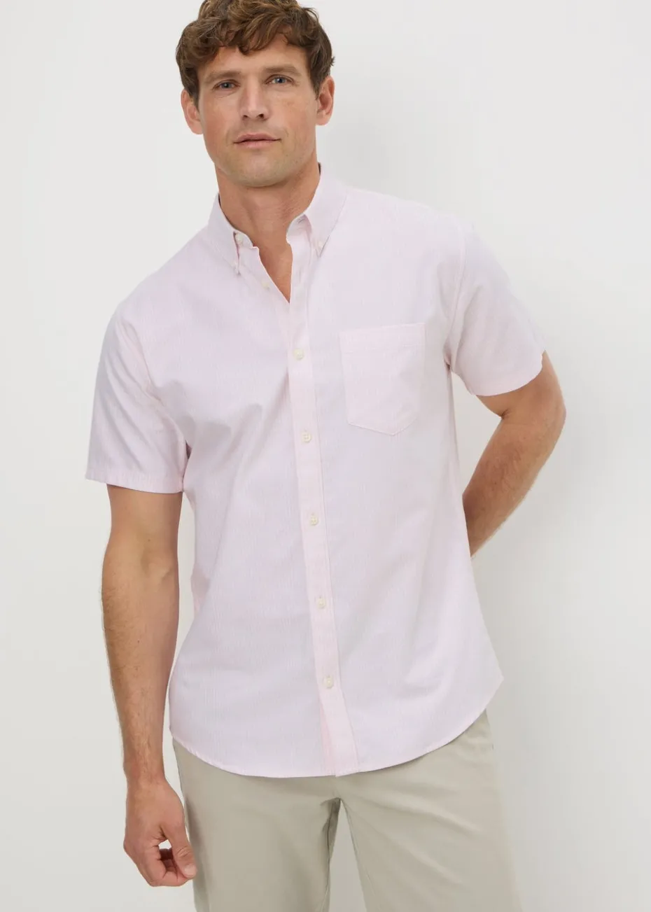 Pink Stripe Short Sleeve Oxford Shirt