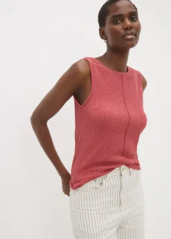 Pink Textured Seam Vest Top