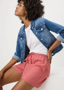 Pink Textured Shorts