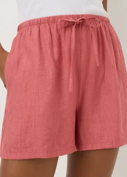 Pink Textured Shorts