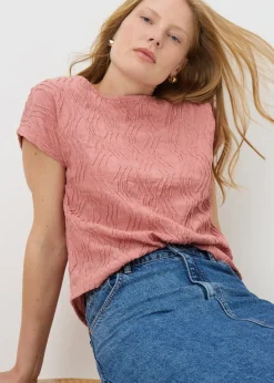 Pink Textured T Shirt
