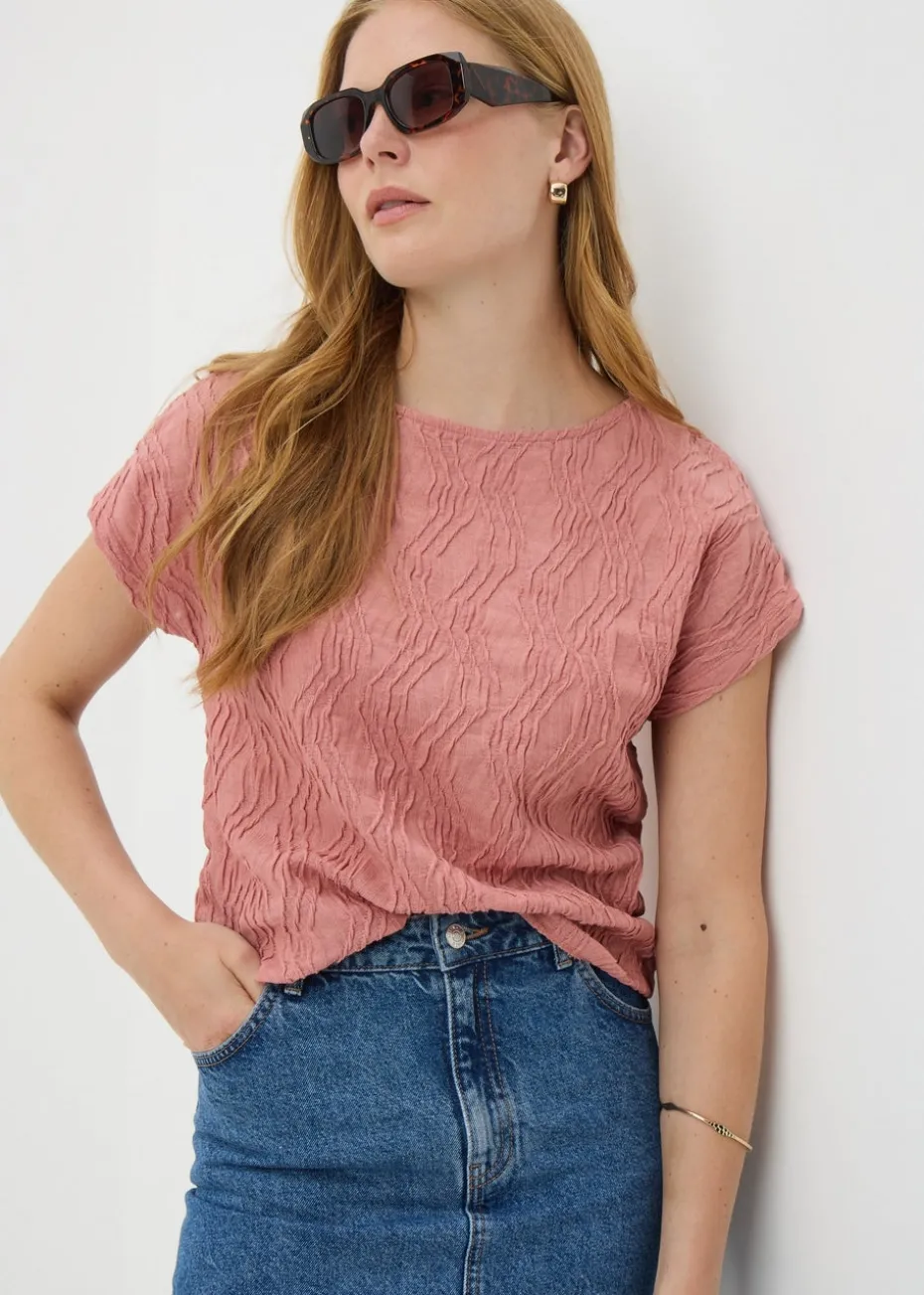Pink Textured T Shirt