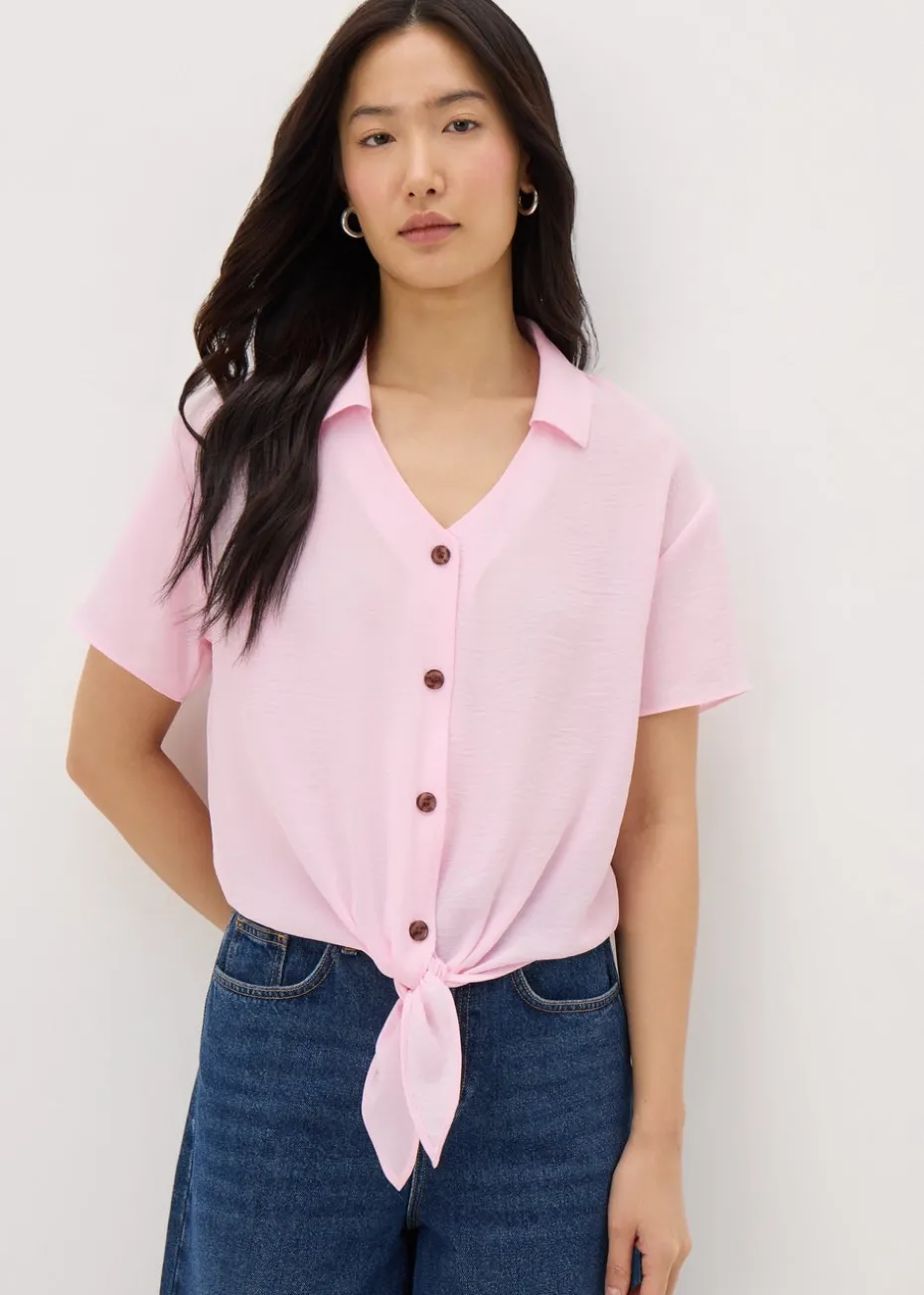 Pink Tie Front Shirt