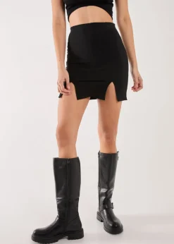 Pink Vanilla Black Bandage Double Split Mini Skirt