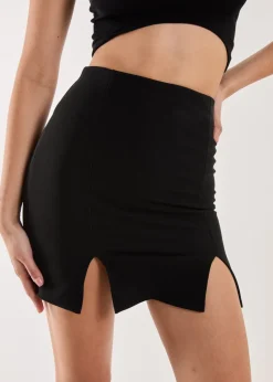 Pink Vanilla Black Bandage Double Split Mini Skirt