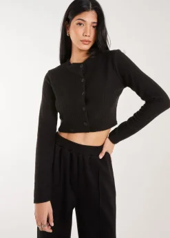 Pink Vanilla Black Brushed Long Sleeve Cardigan