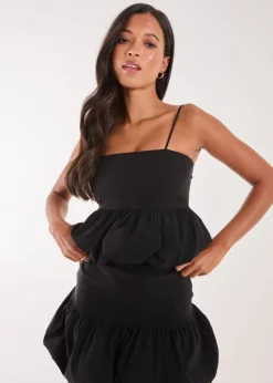 Pink Vanilla Black Bubble Hem Strappy Top