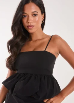 Pink Vanilla Black Bubble Hem Strappy Top