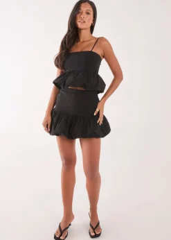 Pink Vanilla Black Bubble Hem Strappy Top