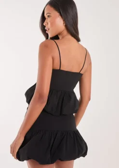 Pink Vanilla Black Bubble Hem Strappy Top