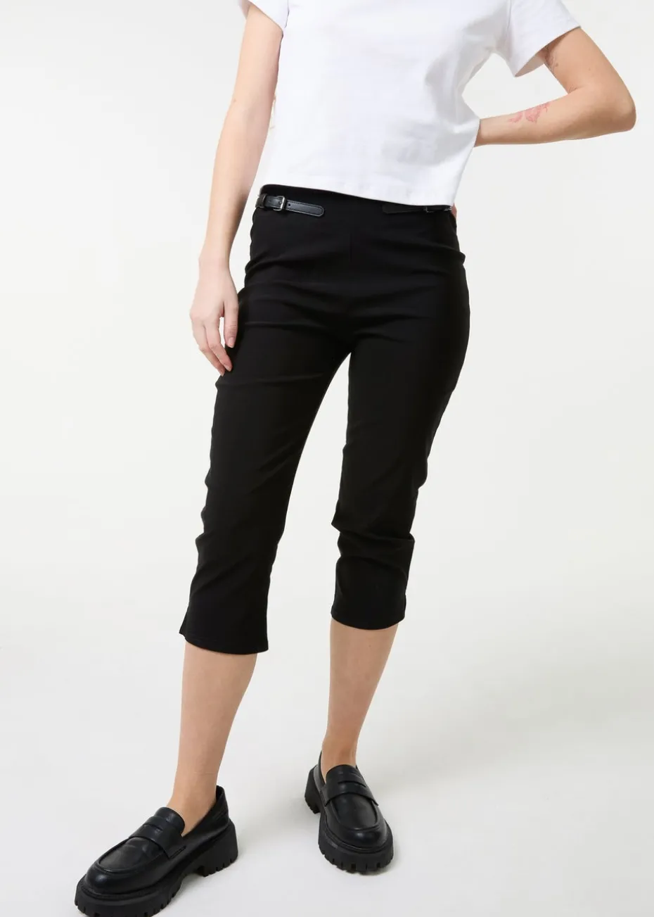 Pink Vanilla Black Capri Pants With Belts