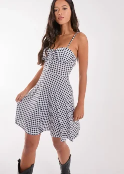 Pink Vanilla Black Gingham Strappy Mini Dress