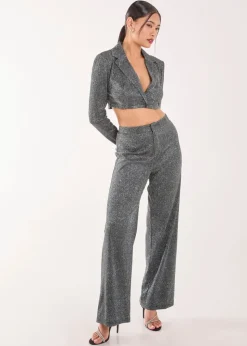Pink Vanilla Black Glitter High Waisted Trousers