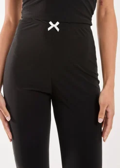 Pink Vanilla Black High Waisted Bow Detail Piping Flares