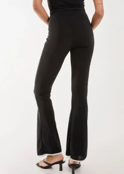 Pink Vanilla Black High Waisted Bow Detail Piping Flares