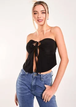 Pink Vanilla Black Keyhole Butterfly Bandeau Top