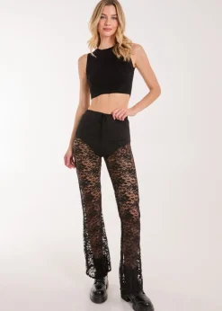Pink Vanilla Black Lace Flared Trousers