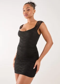 Pink Vanilla Black Lace Sweetheart Mini Dress