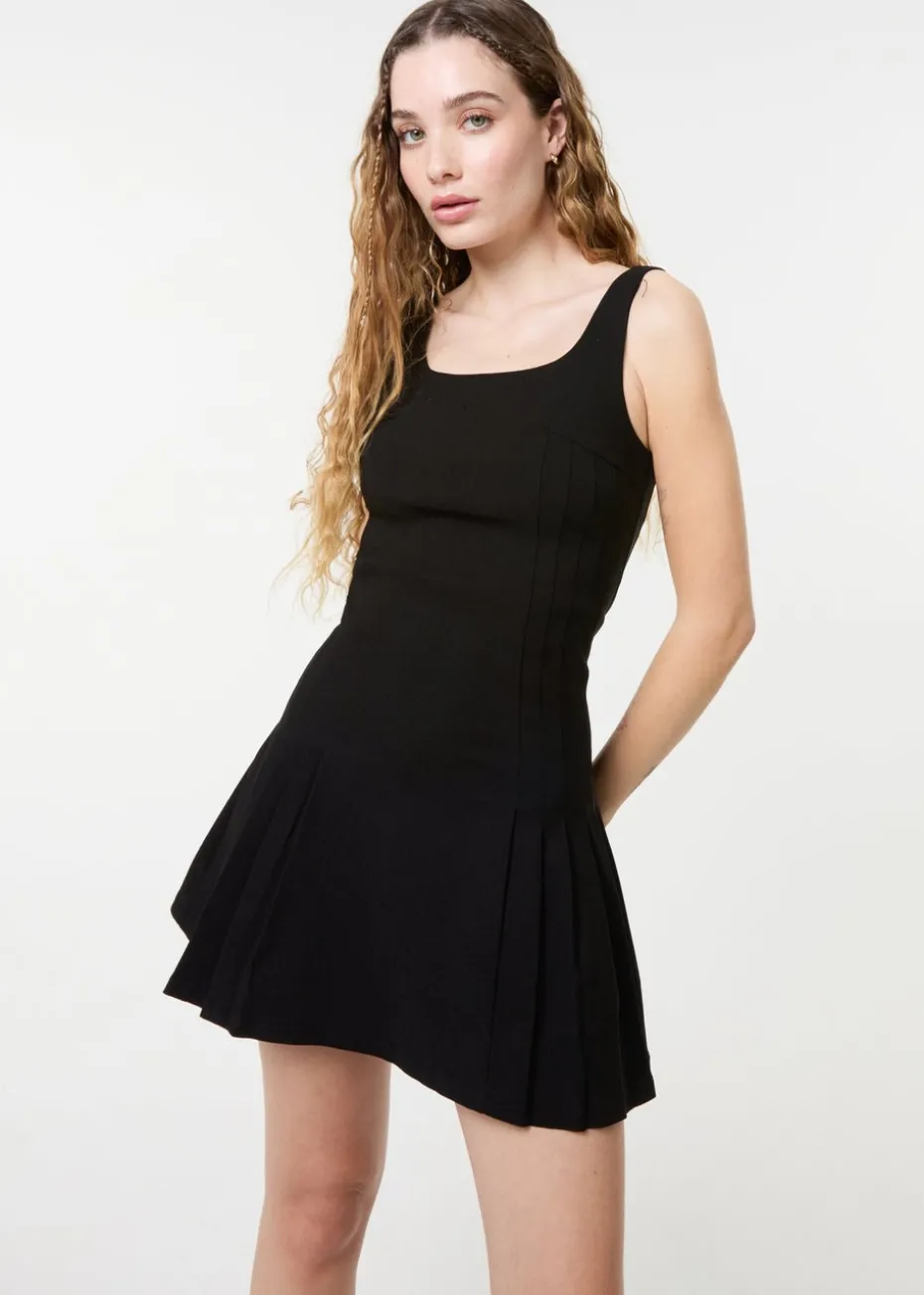 Pink Vanilla Black Pleated Mini Dress