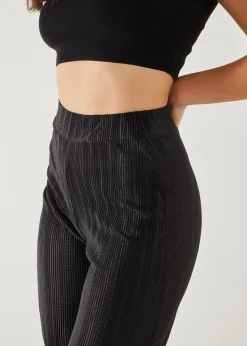 Pink Vanilla Black Plisse Flared Trousers