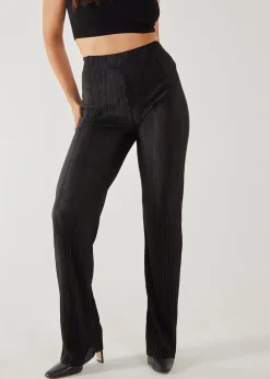 Pink Vanilla Black Plisse Flared Trousers