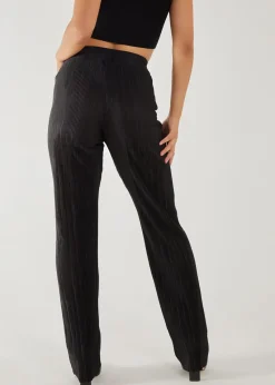 Pink Vanilla Black Plisse Flared Trousers