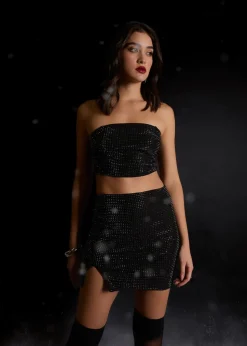 Pink Vanilla Black Rhinestone Multiway Corset Top