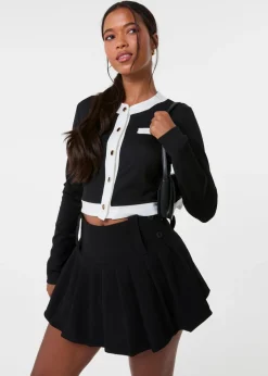 Pink Vanilla Black Slinky Two Tone Cardigan