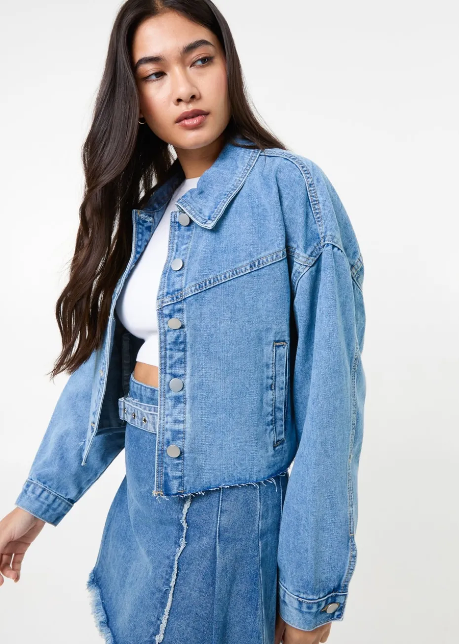 Pink Vanilla Blue Cropped Denim Jacket