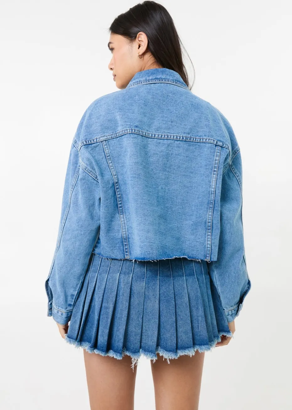 Pink Vanilla Blue Cropped Denim Jacket