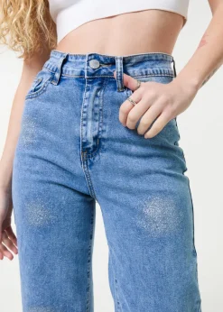 Pink Vanilla Denim High Waist Glitter Jeans