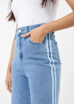 Pink Vanilla Denim Stripe Detail Denim High Waist Jeans