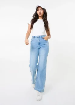 Pink Vanilla Denim Washed Relaxed Fit High Waist Jeans
