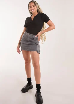 Pink Vanilla Grey Oversized Pocket Cargo Mini Skirt
