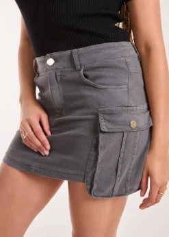 Pink Vanilla Grey Oversized Pocket Cargo Mini Skirt