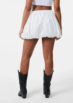 Pink Vanilla Ivory Broderie Puffball Mini Skirt