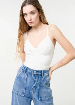 Pink Vanilla Ivory Slinky Twist Front Bodysuit