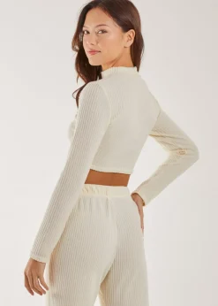 Pink Vanilla Ivory Soft Brushed Letterbox  Long Sleeve Top