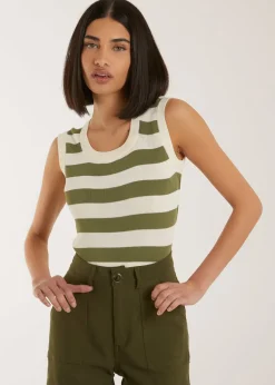 Pink Vanilla Khaki Striped Vest Top