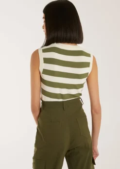 Pink Vanilla Khaki Striped Vest Top