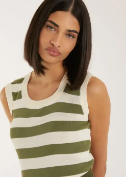 Pink Vanilla Khaki Striped Vest Top