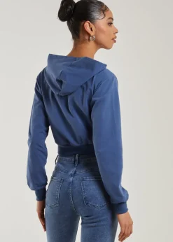 Pink Vanilla Navy Miami Slogan Zip Up Hoodie